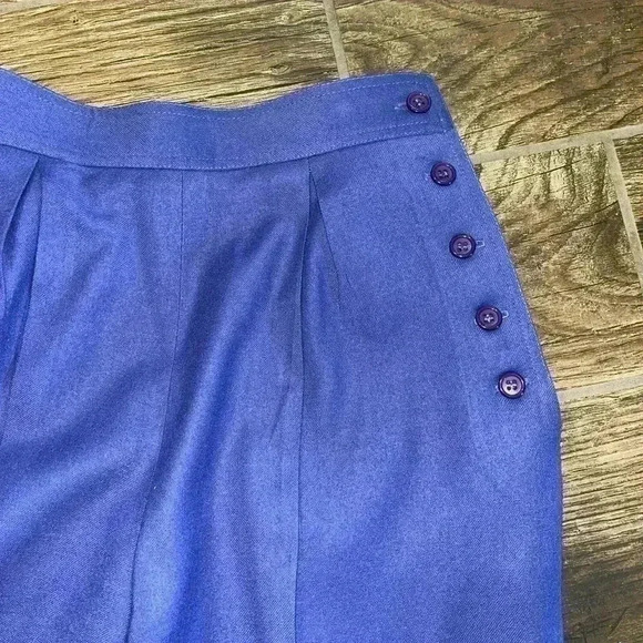 Vintage Christian Dior Blue Pleated Wool Pants - Picture 4 of 6